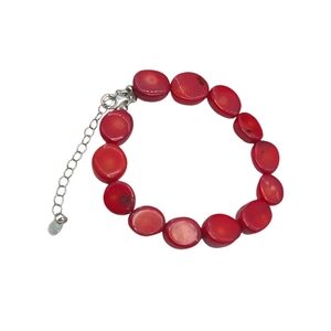 Vintage Women’s Red Coral Bracelet 925 Nautical Southwestern Jewelry Stone